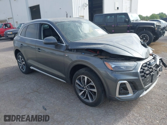 2023 Audi Q5 S line Premium Plus with VIN WA1EAAFY3P2145953, listed as a IAAI auction lot 42077197 with 22,415 mi miles and . Bid and sale history available at DreamBid. Image 1.