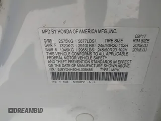 2017 Acura MDX Technology z VIN 5J8YD4H50HL006455, wystawiony jako IAAI lot #42165766 z przebiegiem 98 832 mil mil oraz . Historia ofert i sprzedaży dostępna na DreamBid. Obrazek 9.