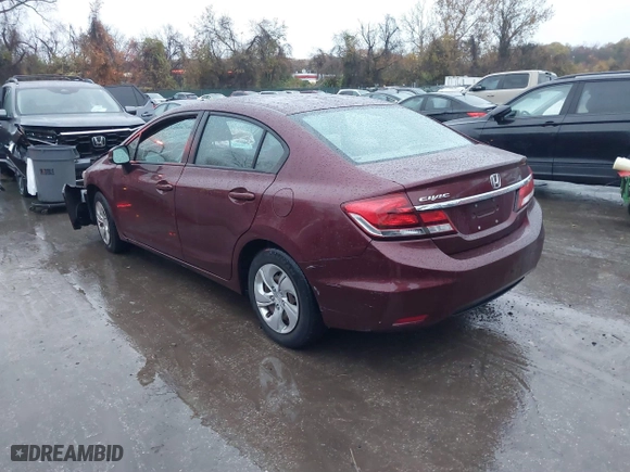 2013 Honda Civic Sdn LX with VIN 2HGFB2F53DH595982, listed as a IAAI auction lot 40926264 with 138,624 mi miles. Bid and sale history available at carsss.com. Image 3.