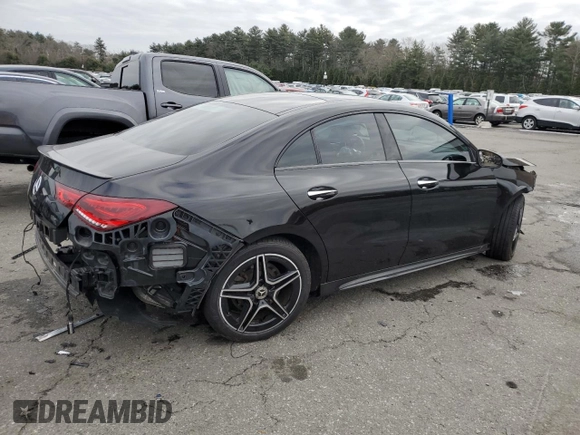 2021 Mercedes-Benz CLA with VIN W1K5J4HB9MN180268, listed as a Copart auction lot 88046115 with 58,172 mi miles and Salvage Title. Bid and sale history available at carsss.com. Image 3.