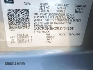 2024 Chevrolet Silverado 1500 LT with VIN 1GCPDKEK3RZ404198, listed as a Copart auction lot 43925415 with 5,056 mi miles and Salvage Title. Bid and sale history available at carsss.com. Image 14.