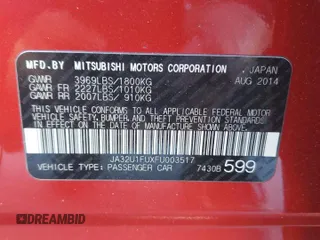2015 Mitsubishi Lancer DE with VIN JA32U1FUXFU003517, listed as a Copart auction lot 81976354 with 127,252 mi miles and Salvage Title. Bid and sale history available at DreamBid. Image 13.