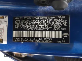 2009 Toyota Corolla with VIN JTDBL40E699037792, listed as a IAAI auction lot 41838231 with 199,690 mi miles. Bid and sale history available at carsss.com. Image 9.