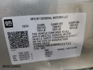 2024 Chevrolet Tahoe LT with VIN 1GNSCNKD9RR211713, listed as a Copart auction lot 86477244 with 16,883 mi miles and Clean Title. Bid and sale history available at carsss.com. Image 13.