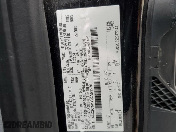 2016 Ford Transit XL с VIN 1FBAX2CM1GKA51570, выставлен на аукционе Copart как лот 81553354 с пробегом Не указан миль и Списание • Salvage title. История ставок и продаж доступна на DreamBid. Изображение 13.