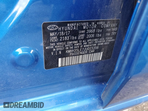 2018 Hyundai Elantra GT with VIN KMHH35LE7JU015356, listed as a Copart auction lot 75359574 with 57,153 mi miles and Clean Title. Bid and sale history available at carsss.com. Image 12.
