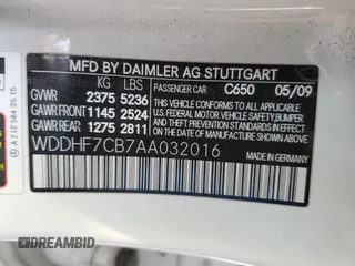 2010 Mercedes-Benz E 550 Luxury with VIN WDDHF7CB7AA032016, listed as a Copart auction lot 88959105 with 165,421 mi miles and Salvage Title. Bid and sale history available at DreamBid. Image 12.