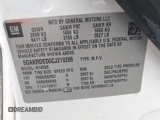 2012 Buick Enclave Premium with VIN 5GAKRDED6CJ219286, listed as a IAAI auction lot 41981238 with 190,156 mi miles and . Bid and sale history available at carsss.com. Image 9.