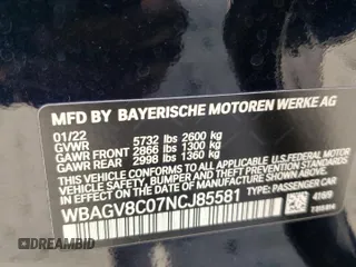 2022 BMW 8 Series M850i with VIN WBAGV8C07NCJ85581, listed as a Copart auction lot 60323343 with 11,169 mi miles. Bid and sale history available at carsss.com. Image 12.