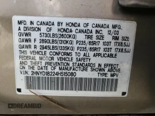 2004 Acura MDX with VIN 2HNYD18224H515080, listed as a Copart auction lot 71680964 with 189,447 mi miles and Salvage Title. Bid and sale history available at carsss.com. Image 15.