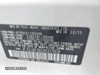 2016 Subaru Impreza Premium с VIN JF1GJAF66GH007808, выставлен на аукционе IAAI как лот 42214695 с пробегом 118 525 миль миль и . История ставок и продаж доступна на DreamBid. Изображение 9.