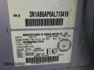 2010 Nissan Sentra SR with VIN 3N1AB6AP0AL713419, listed as a Copart auction lot 50306885 with 171,132 mi miles and Clean Title. Bid and sale history available at DreamBid. Image 13.