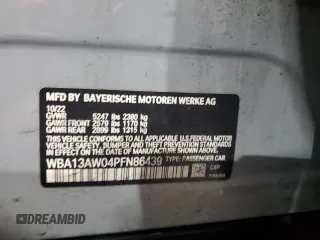 2023 BMW 4 Series M440i xDrive with VIN WBA13AW04PFN86439, listed as a Copart auction lot 45849565 with Not Provided miles and Salvage Title. Bid and sale history available at carsss.com. Image 14.