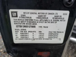 2006 GMC Sierra 1500 SLT with VIN 2GTEK13N061279895, listed as a Copart auction lot 87251354 with 210,460 mi miles and Salvage Title. Bid and sale history available at carsss.com. Image 13.