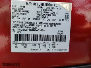 2019 Ford Explorer Limited with VIN 1FM5K8FH2KGA53378, listed as a Copart auction lot 59674923 with 45,772 mi miles. Bid and sale history available at carsss.com. Image 12.