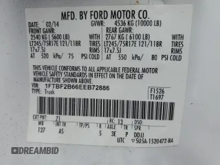 2014 Ford Super Duty F-250 SRW XL with VIN 1FTBF2B66EEB72886, listed as a Copart auction lot 53053355 with 40,925 mi miles and Salvage Title. Bid and sale history available at carsss.com. Image 13.