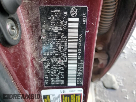 2007 Toyota Avalon XL z VIN 4T1BK36BX7U198825, wystawiony jako Copart lot #46775745 z przebiegiem 108 271 mil mil oraz Czysty tytuł • Clean title. Historia ofert i sprzedaży dostępna na DreamBid. Obrazek 12.