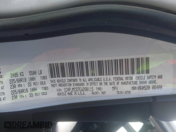 2014 Jeep Cherokee Latitude with VIN 1C4PJMCS7EW298115, listed as a IAAI auction lot 41605052 with 184,773 mi miles and . Bid and sale history available at DreamBid. Image 9.