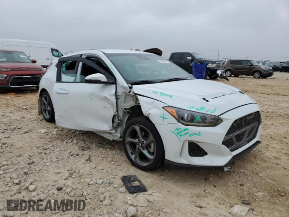 2019 Hyundai Veloster 2.0 with VIN KMHTG6AF5KU018693, listed as a Copart auction lot 76660363 with 74,498 mi miles. Bid and sale history available at carsss.com. Image 4.