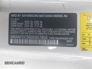2013 BMW 3 Series 328i xDrive with VIN WBAKF5C56DE657855, listed as a IAAI auction lot 41441799 with 107,581 mi miles. Bid and sale history available at carsss.com. Image 9.