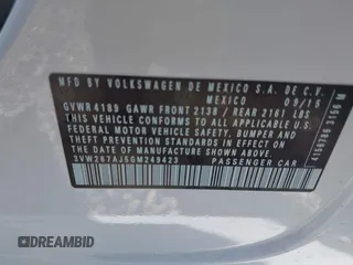 2016 Volkswagen Jetta Sedan 1.4T S w/Technology with VIN 3VW267AJ5GM249423, listed as a IAAI auction lot 41867790 with 61,979 mi miles. Bid and sale history available at carsss.com. Image 9.