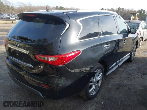 2013 Infiniti JX35 with VIN 5N1AL0MN8DC300855, listed as a IAAI auction lot 41599520 with 151,756 mi miles. Bid and sale history available at carsss.com. Image 4.
