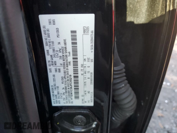 2018 Ford F-150 XL with VIN 1FTEW1C58JFC55219, listed as a Copart auction lot 84671284 with 106,179 mi miles and Salvage Title. Bid and sale history available at carsss.com. Image 12.