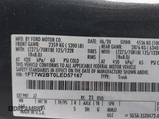 2020 Ford F-250 XL with VIN 1FT7W2BT0LED57167, listed as a IAAI auction lot 41233813 with 62,407 mi miles and . Bid and sale history available at DreamBid. Image 9.