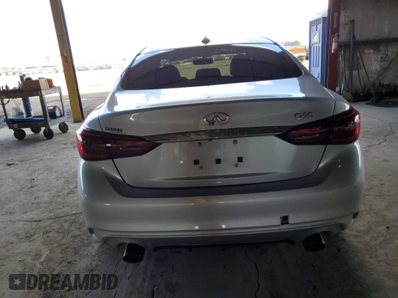 2018 Infiniti Q50 Luxe with VIN JN1EV7AP9JM358612, listed as a Copart auction lot 59427965 with 81,450 mi miles and Salvage title. Bid and sale history available at DreamBid. Image 6.