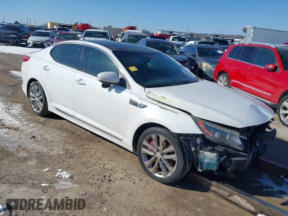 2015 Kia Optima SX Turbo with VIN 5XXGR4A67FG443719, listed as a IAAI auction lot 41500807 with 235,512 mi miles. Bid and sale history available at carsss.com. Image 1.