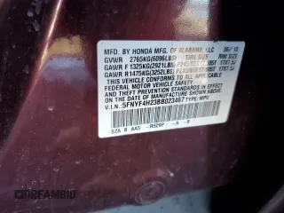 2011 Honda Pilot LX with VIN 5FNYF4H23BB023467, listed as a Copart auction lot 89075975 with 0 mi miles and Non Repairable. Bid and sale history available at carsss.com. Image 12.