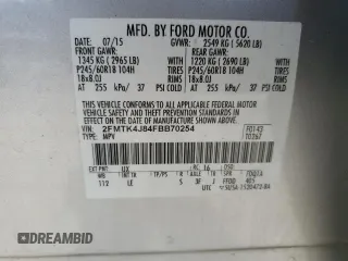 2015 Ford Edge SEL with VIN 2FMTK4J84FBB70254, listed as a Copart auction lot 54487345 with 133,621 mi miles and Salvage Title. Bid and sale history available at carsss.com. Image 14.