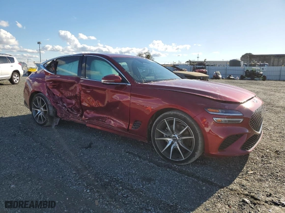 2023 Genesis G70 2.0T with VIN KMTG34TA1PU123716, listed as a Copart auction lot 44340295 with 26,963 mi miles and Salvage Title. Bid and sale history available at carsss.com. Image 4.