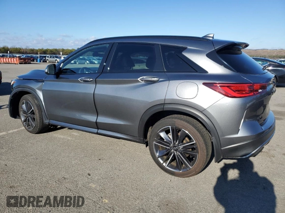 2023 Infiniti QX50 Sport with VIN 3PCAJ5FB6PF113227, listed as a Copart auction lot 84563144 with 7,465 mi miles and Salvage Title. Bid and sale history available at DreamBid. Image 2.