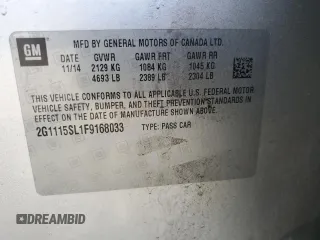 2015 Chevrolet Impala LT with VIN 2G1115SL1F9168033, listed as a Copart auction lot 50881355 with 213,302 mi miles and Salvage Title. Bid and sale history available at DreamBid. Image 13.