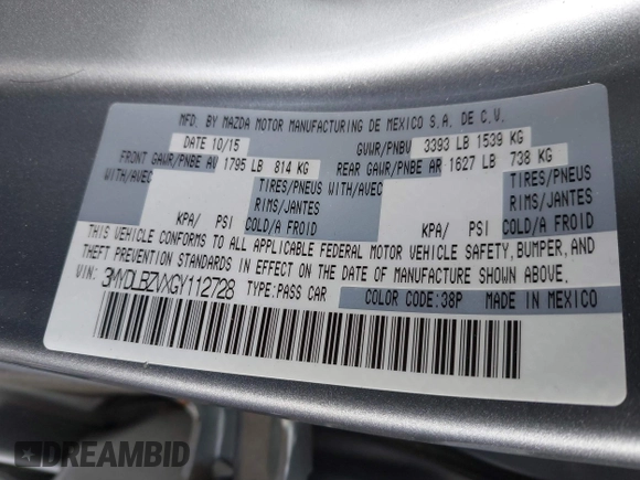 2016 Scion iA with VIN 3MYDLBZVXGY112728, listed as a IAAI auction lot 41826037 with 100,345 mi miles and . Bid and sale history available at DreamBid. Image 9.