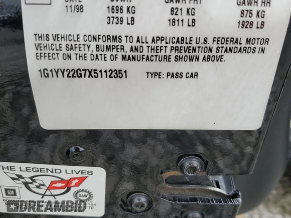 1999 Chevrolet Corvette with VIN 1G1YY22G7X5112351, listed as a Copart auction lot 56522055 with 64,573 mi miles and Salvage title. Bid and sale history available at DreamBid. Image 12.