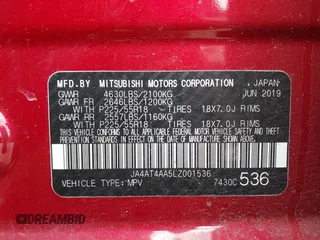 2020 Mitsubishi Eclipse Cross LE z VIN JA4AT4AA5LZ001536, wystawiony jako IAAI lot #41916001 z przebiegiem 93 445 mil mil oraz . Historia ofert i sprzedaży dostępna na DreamBid. Obrazek 9.