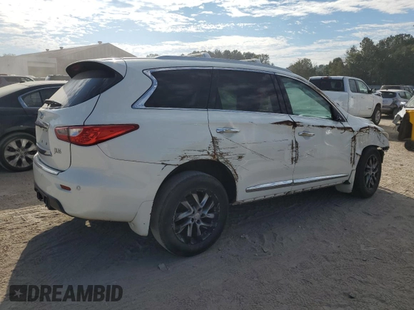 2013 Infiniti JX35 with VIN 5N1AL0MN8DC344824, listed as a Copart auction lot 74532824 with 0 mi miles and Salvage Title. Bid and sale history available at carsss.com. Image 3.