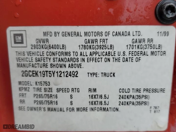 2000 Chevrolet Silverado 1500 LT with VIN 2GCEK19T5Y1212492, listed as a Copart auction lot 84075204 with 226,811 mi miles and Salvage Title. Bid and sale history available at carsss.com. Image 14.