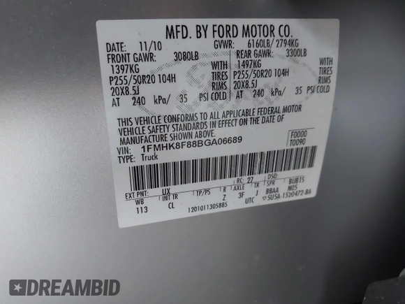 2011 Ford Explorer Limited с VIN 1FMHK8F88BGA06689, выставлен на аукционе IAAI как лот 42224680 с пробегом 171 349 миль миль и . История ставок и продаж доступна на DreamBid. Изображение 9.