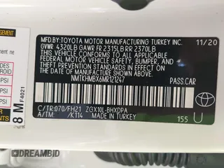 2021 Toyota C-HR LE with VIN NMTKHMBX6MR121247, listed as a IAAI auction lot 41701773 with 57,743 mi miles. Bid and sale history available at carsss.com. Image 9.