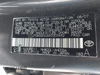 2008 Toyota Prius z VIN JTDKB20U683303442, wystawiony jako IAAI lot #42395845 z przebiegiem 231 883 mil mil oraz . Historia ofert i sprzedaży dostępna na DreamBid. Obrazek 9.
