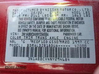 2022 Nissan Sentra SV with VIN 3N1AB8CV4NY294684, listed as a IAAI auction lot 41811877 with 67,585 mi miles and . Bid and sale history available at DreamBid. Image 9.