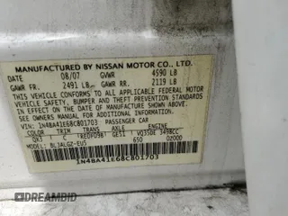 2008 Nissan Maxima 3.5 SE with VIN 1N4BA41E68C801703, listed as a Copart auction lot 71261864 with 256,018 mi miles and Salvage Title. Bid and sale history available at carsss.com. Image 12.