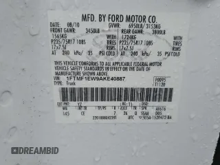 2010 Ford F-150 XL with VIN 1FTMF1EW9AKE40887, listed as a Copart auction lot 87595615 with 161,115 mi miles and Clean Title. Bid and sale history available at DreamBid. Image 12.