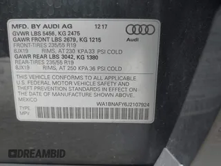 2018 Audi Q5 Premium Plus with VIN WA1BNAFY6J2107924, listed as a IAAI auction lot 41883285 with 110,000 mi miles. Bid and sale history available at carsss.com. Image 9.