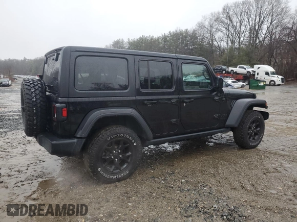 2021 Jeep Wrangler Unlimited Willys with VIN 1C4HJXDN2MW741557, listed as a Copart auction lot 49670355 with 83,180 mi miles and Clean Title. Bid and sale history available at DreamBid. Image 3.