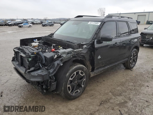 2021 Ford Bronco Sport Outer Banks with VIN 3FMCR9C60MRB40509, listed as a Copart auction lot 43172585 with 44,303 mi miles and Salvage title. Bid and sale history available at DreamBid. Image 1.