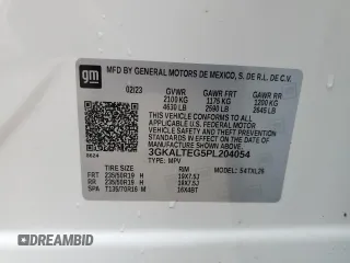 2023 GMC Terrain SLE with VIN 3GKALTEG5PL204054, listed as a Copart auction lot 58471455 with 41,825 mi miles and Salvage title. Bid and sale history available at DreamBid. Image 13.